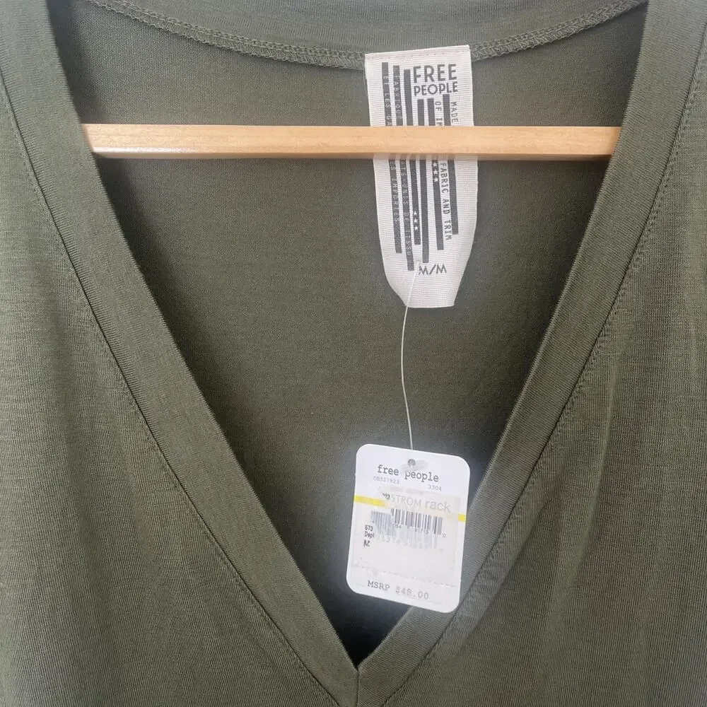 Nwt Intimately Free People T-shirt‎ Body Suit Medium Olive Green